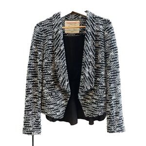 Cartonnier Anthropologie Black and White Women's Tweed Blazer Jacket Size S